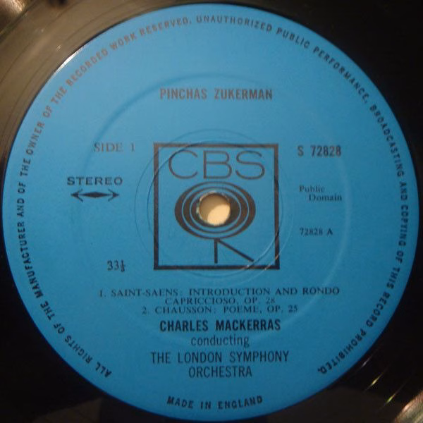 CBS S 72828 - Pinchas Zukerman, Camille Saint-Saëns, Ernest Chau - Image 3