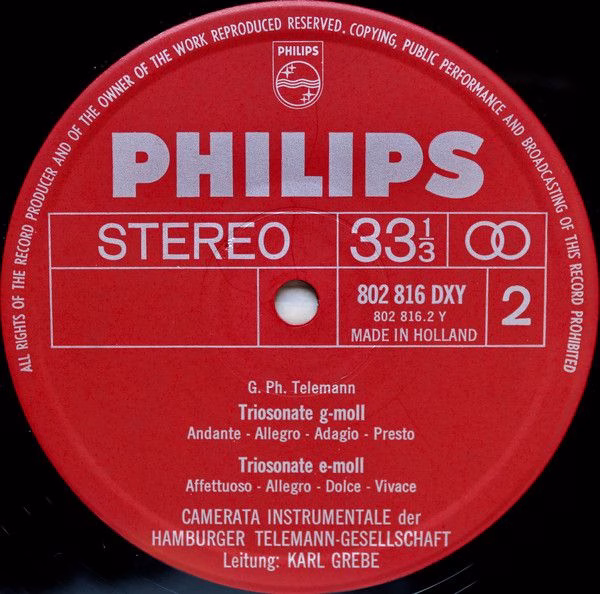 Philips 802 816 DXY - Georg Philipp Telemann, Camerata Instrumen - Image 4