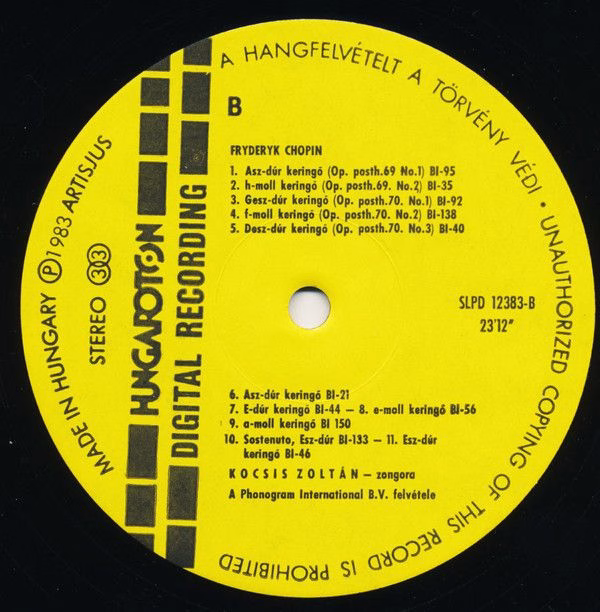 Hungaroton SLPD 12383 - Frédéric Chopin, Zoltán Kocsis - Összes - Image 6