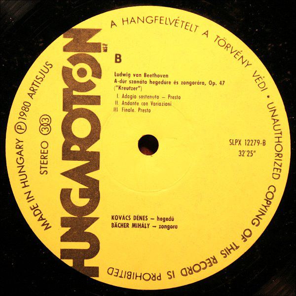 Hungaroton SLPX 12279 - Ludwig van Beethoven, Dénes Kovács, Mihá - Image 4