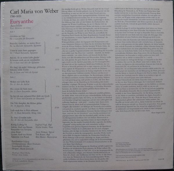 Eterna 8 26 829 - Carl Maria von Weber, Jessye Norman, Nicolai G - Image 2