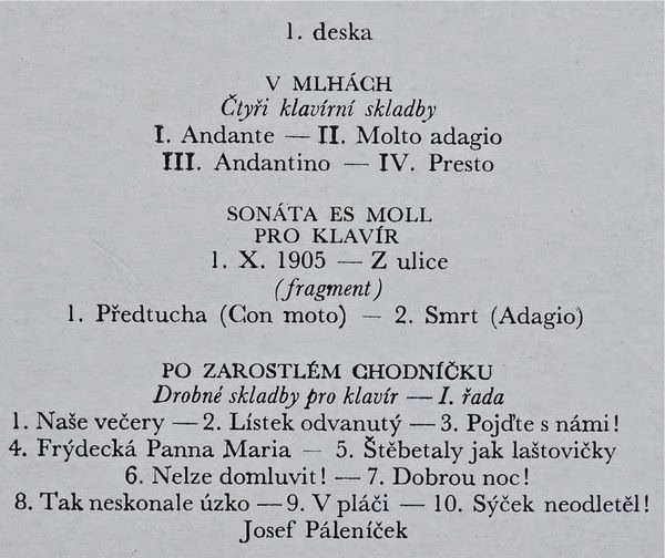 Supraphon 1 11 1481 - Leoš Janáček, Josef Páleníček - Leoš Janáč - Image 4