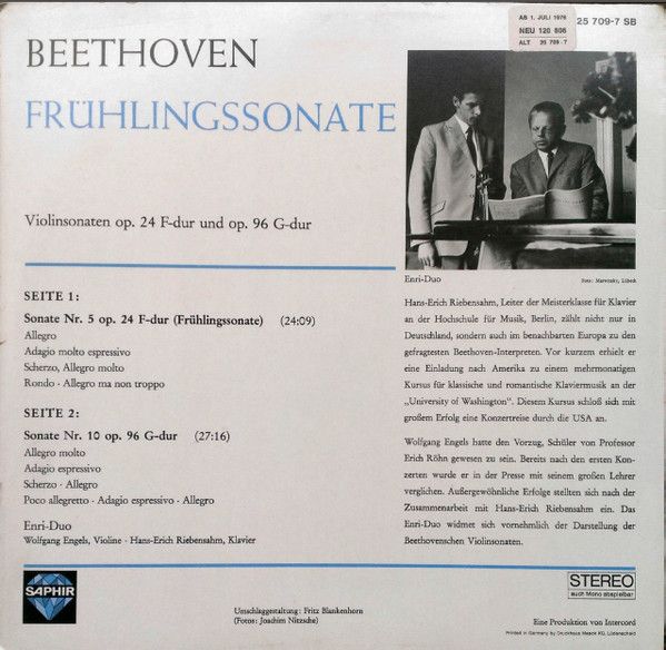 Saphir 25 709-7 SB - Ludwig van Beethoven, Enri Duo - Beethoven - Image 2