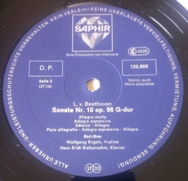 Saphir 25 709-7 SB - Ludwig van Beethoven, Enri Duo - Beethoven - Image 4