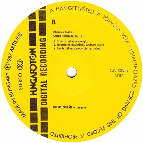 Hungaroton SLPD 12601 - Johannes Brahms, Zoltán Kocsis - Sonata - Image 4