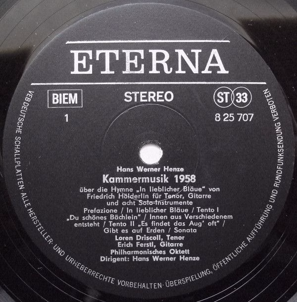 Eterna 8 25 707 - Hans Werner Henze, Friedrich Hölderlin - Kamme - Image 3