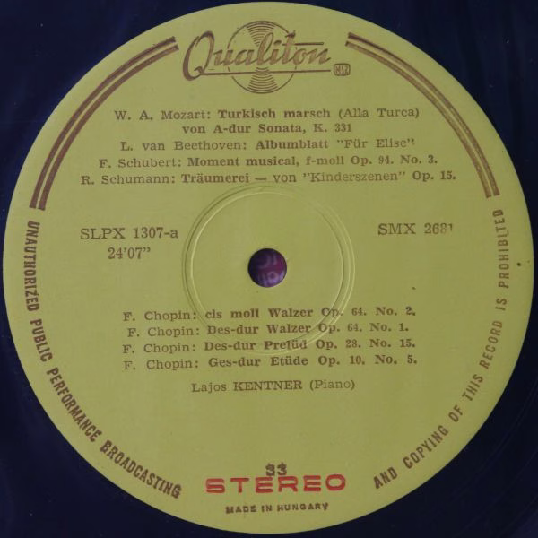 Qualiton SLPX 1307 - Louis Kentner - Für Elise - Popular Piano P - Image 3