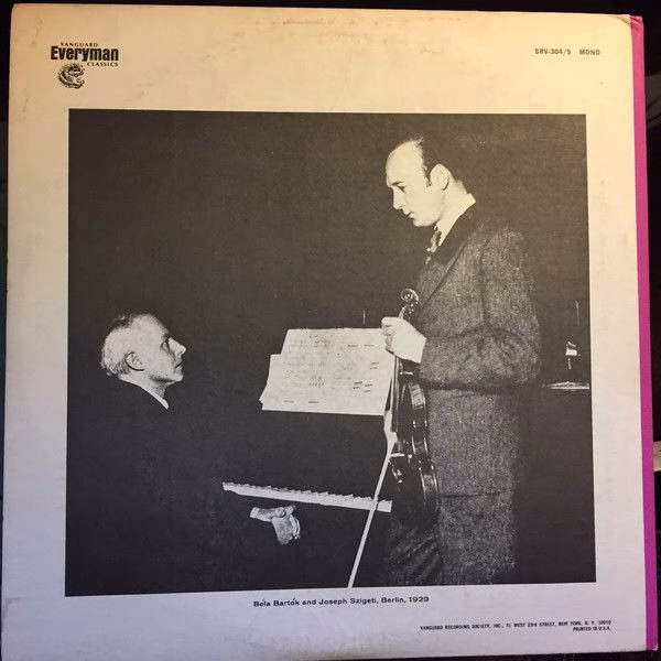 Vanguard SRV-304/5 - Joseph Szigeti, Béla Bartók - A Sonata Reci - Image 4