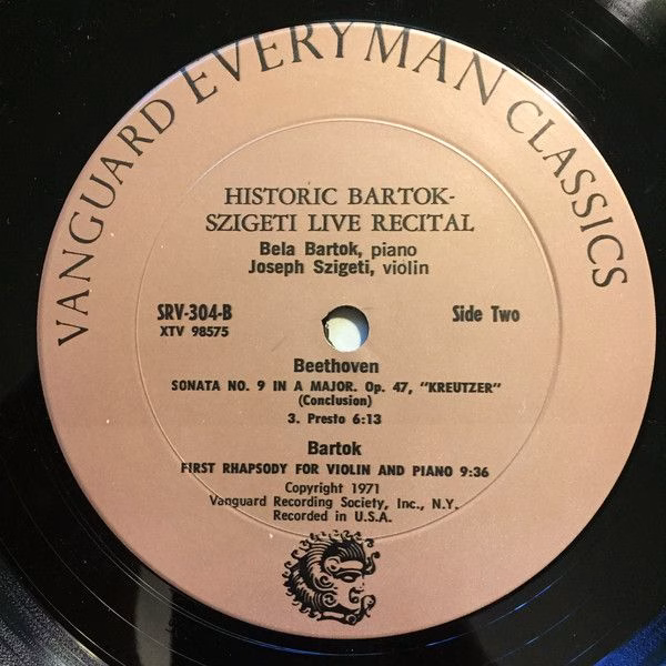 Vanguard SRV-304/5 - Joseph Szigeti, Béla Bartók - A Sonata Reci - Image 6