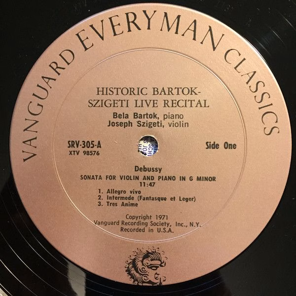 Vanguard SRV-304/5 - Joseph Szigeti, Béla Bartók - A Sonata Reci - Image 7
