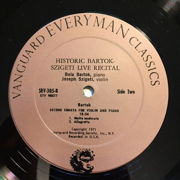 Vanguard SRV-304/5 - Joseph Szigeti, Béla Bartók - A Sonata Reci - Image 8