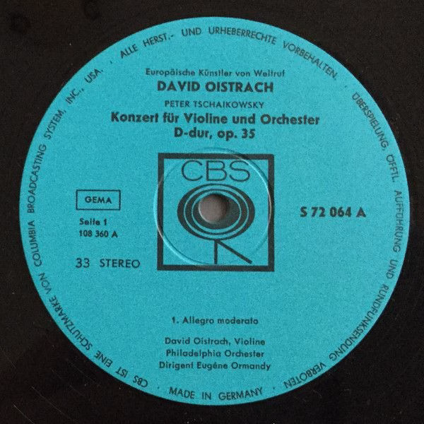 CBS S 72064 - David Oistrach, Eugene Ormandy, The Philadelphia O - Image 3
