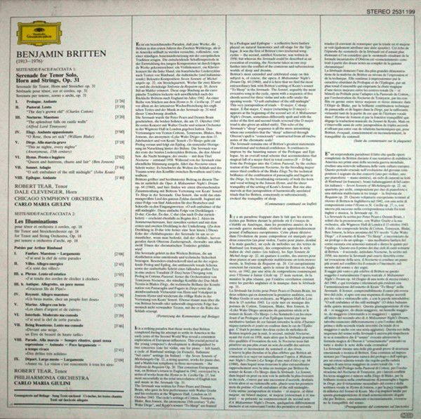 Deutsche Grammophon 2531 199 - Benjamin Britten, Robert Tear, Da - Image 2