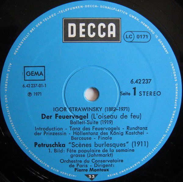 DECCA 6.42237 - Igor Stravinsky, Orchestre De La Société Des Con - Image 3