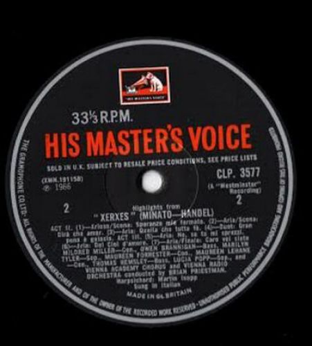 His Master's Voice CLP. 3577 - Georg Friedrich Händel, Wiener Ak - Image 3