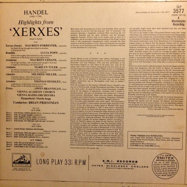 His Master's Voice CLP. 3577 - Georg Friedrich Händel, Wiener Ak - Image 4