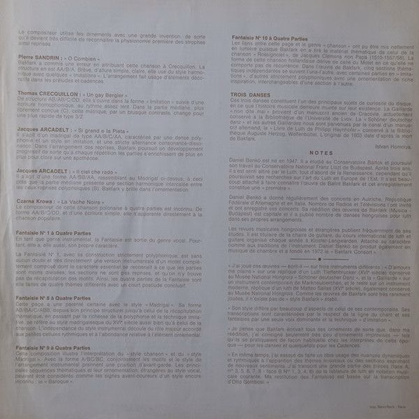 Hungaroton SLPX 11549 - Valentin Bakfark, Dániel Benkő - Lute Mu - Image 6