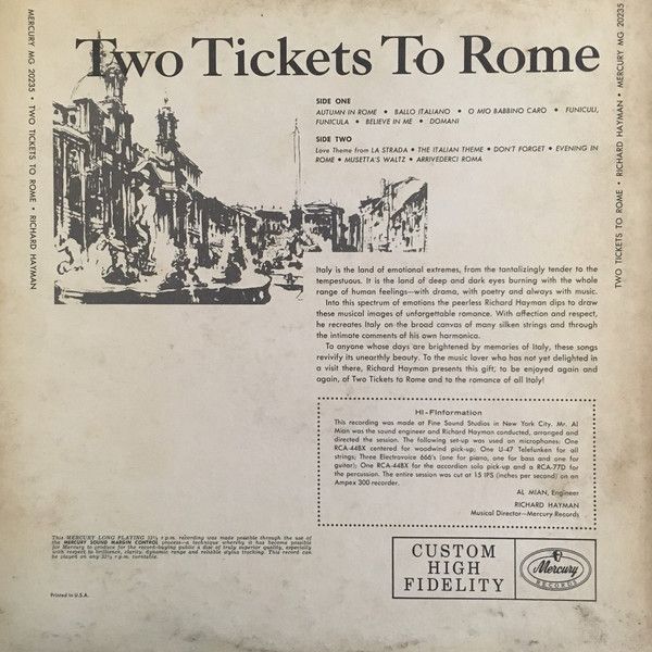 Mercury MG 20235 - Richard Hayman And His Orchestra - Two Ticket - Image 2