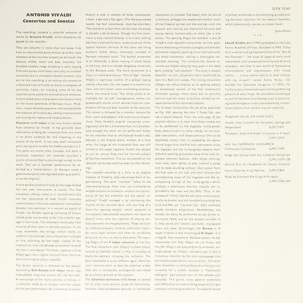 Hungaroton SLPX 12161 - Antonio Vivaldi, László Czidra, Liszt Fe - Image 6