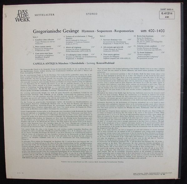 Telefunken SAWT 9493-A - Capella Antiqua München - Gregorian Cha - Image 2