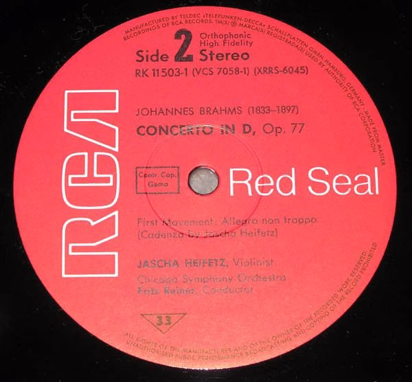 RCA Red Seal RK 11503/1-2 - Jascha Heifetz, Johannes Brahms, Fel - Image 6