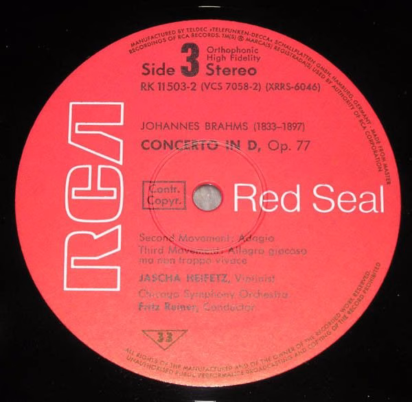 RCA Red Seal RK 11503/1-2 - Jascha Heifetz, Johannes Brahms, Fel - Image 7
