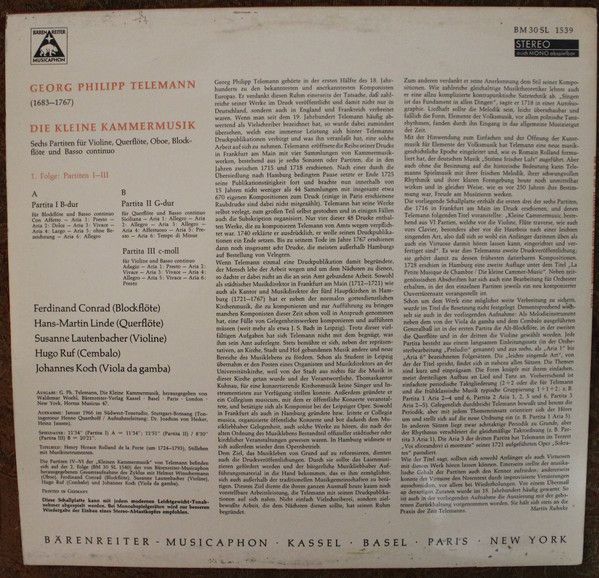 Bärenreiter-Musicaphon BM 30 SL 1539 - Georg Philipp Telemann, F - Image 2