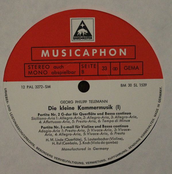 Bärenreiter-Musicaphon BM 30 SL 1539 - Georg Philipp Telemann, F - Image 4