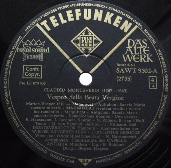 Telefunken SAWT 9501/02-A - Claudio Monteverdi - Vespro Della Be - Image 7