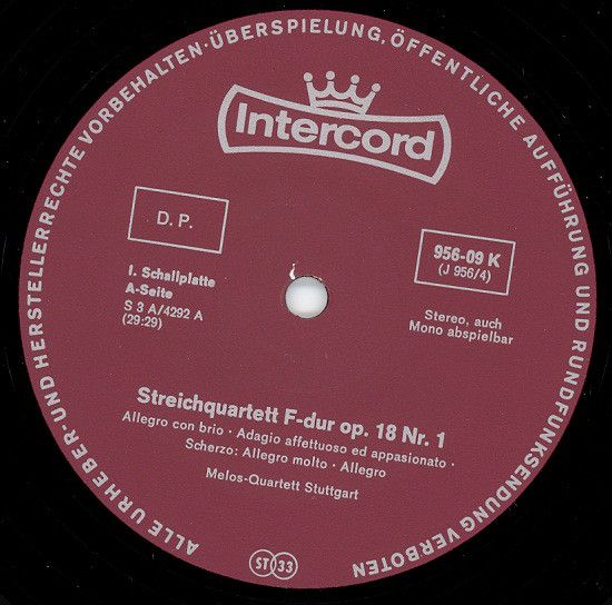 Intercord 955-09 Z/1-3 - Ludwig Van Beethoven, Melos Quartett - - Image 4