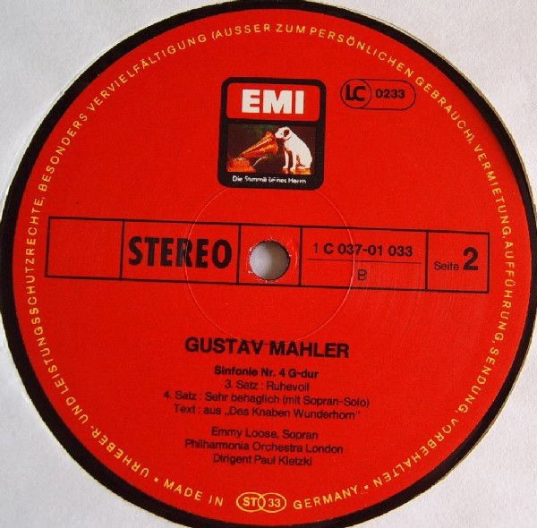 His Master's Voice 1C 037-01 033 - Gustav Mahler, Emmy Loose, Ph - Image 4