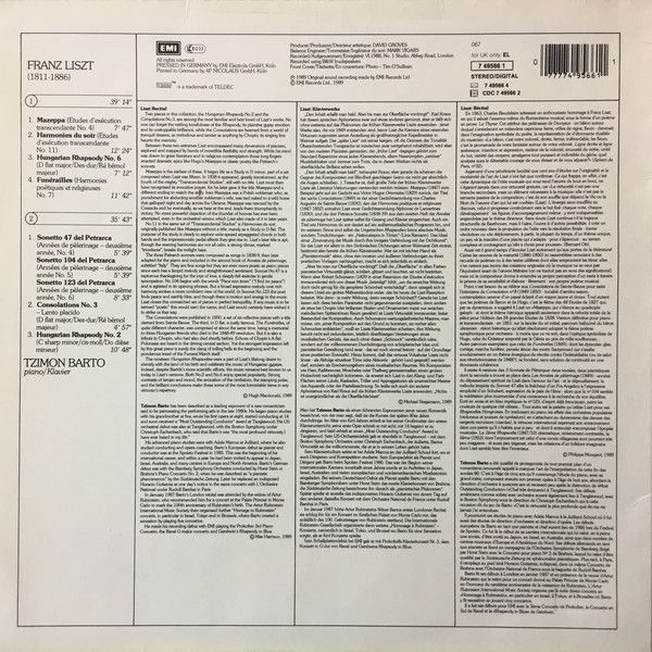 His Master's Voice 7 49566 1 - Tzimon Barto, Franz Liszt - Tzimo - Image 2