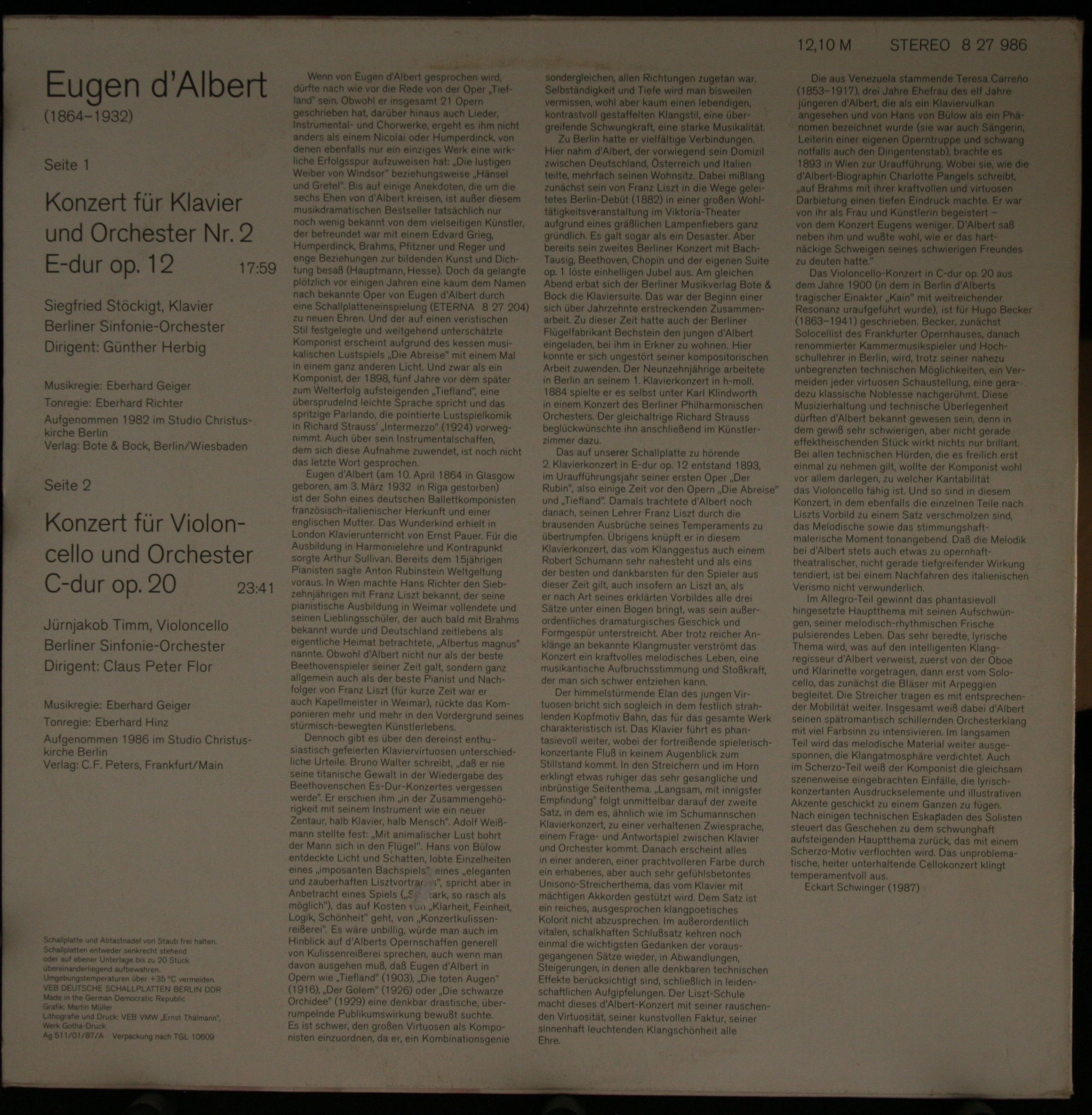 Eterna 8 27 986 - Eugen D'Albert, Siegfried Stöckigt, Jürnjakob - Image 2