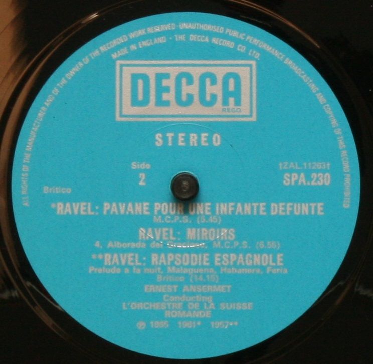 DECCA SPA 230 - Maurice Ravel, L'Orchestre De La Suisse Romande, - Image 4