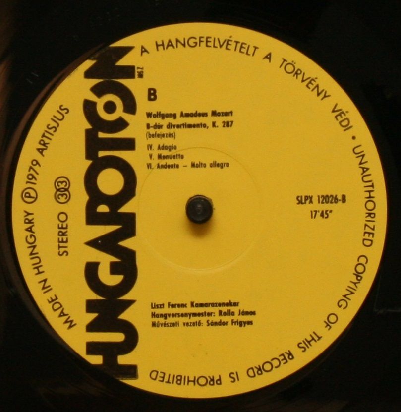 Hungaroton SLPX 12026 - Wolfgang Amadeus Mozart, János Rolla, Fr - Image 4