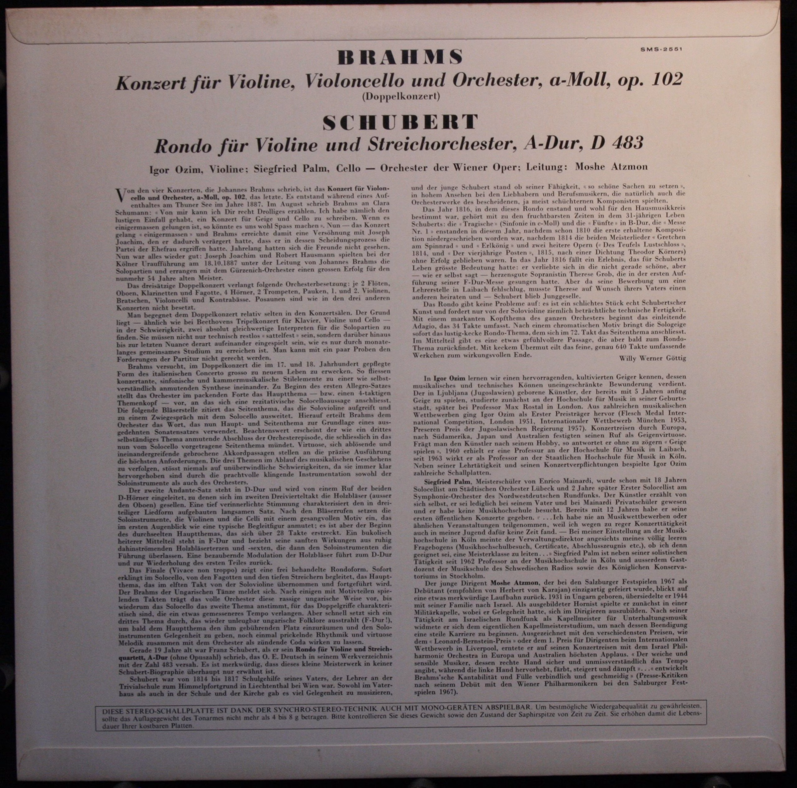 Concert Hall SMS 2551 - Johannes Brahms, Franz Schubert, Igor Oz - Image 2