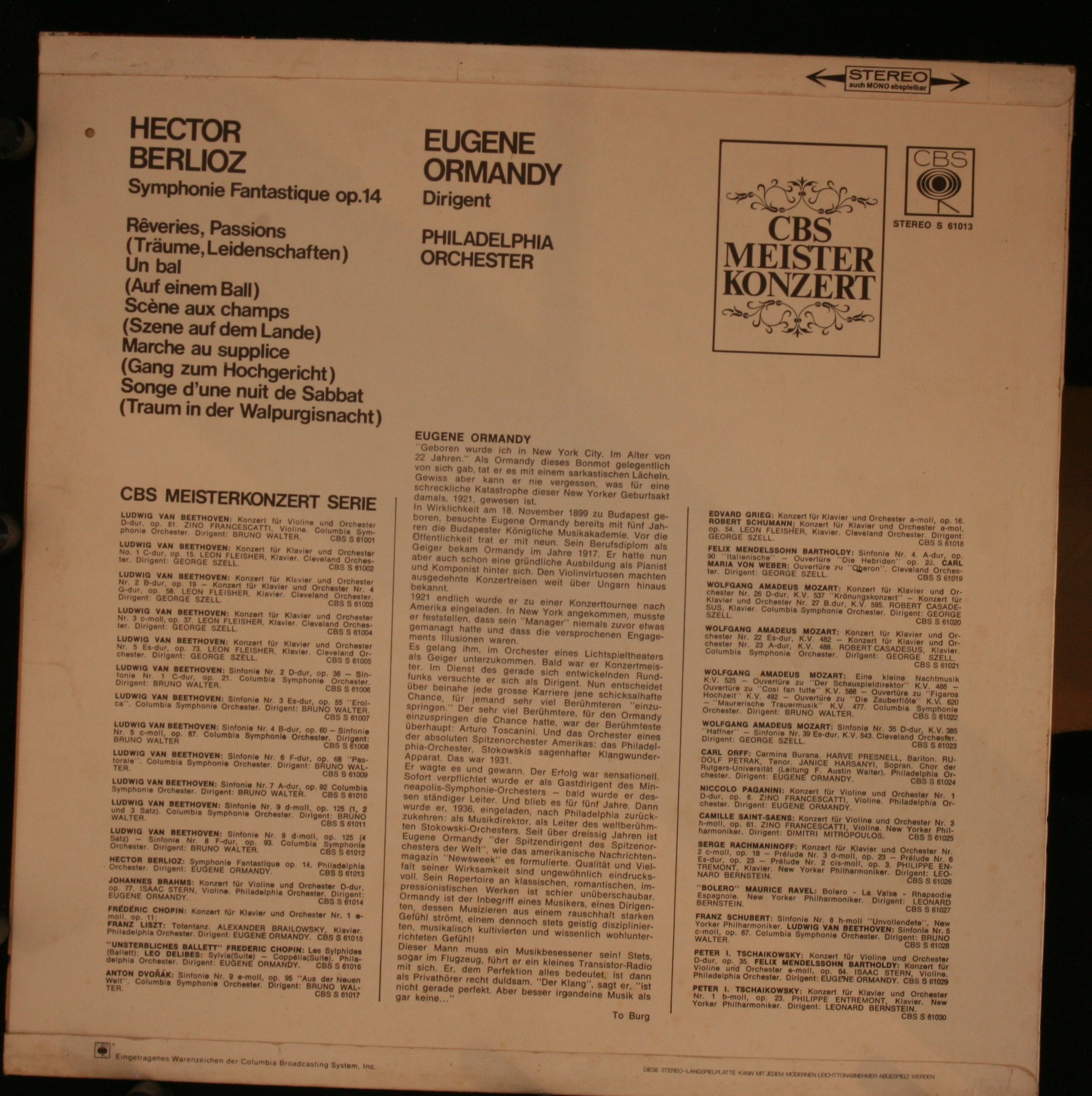 CBS S 61013 - Hector Berlioz, Eugene Ormandy, The Philadelphia O - Image 6