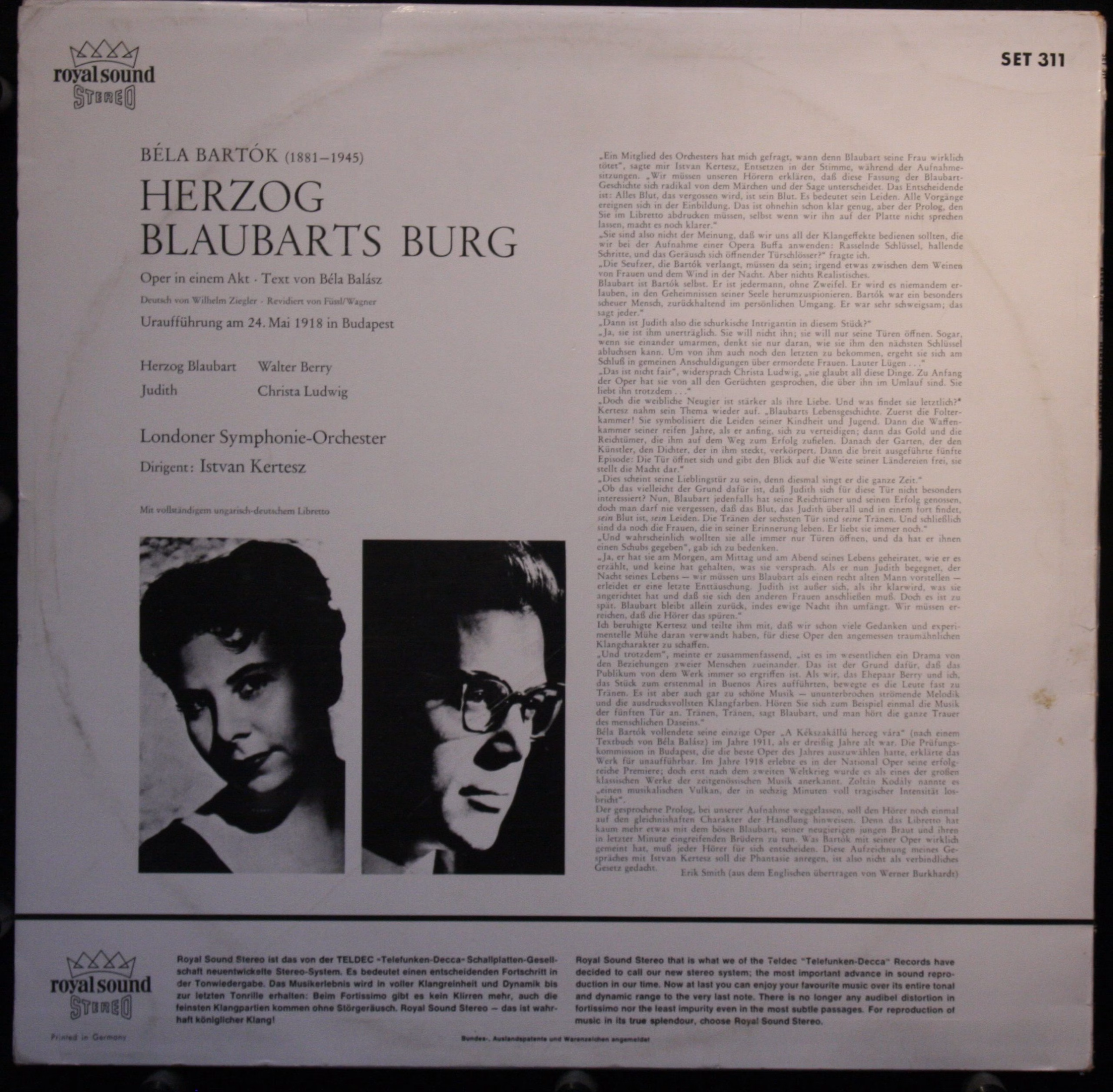 DECCA SET 311 - Béla Bartók, Christa Ludwig, Walter Berry, Londo - Image 2