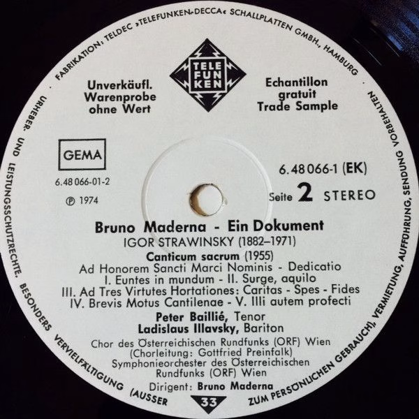 Telefunken 6.48066 EK - Bruno Maderna, Olivier Messiaen, Igor St - Image 4