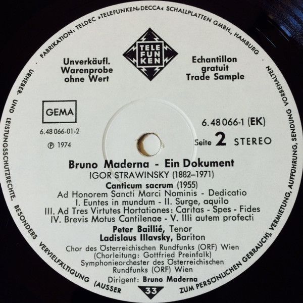 Telefunken 6.48066 EK - Bruno Maderna, Olivier Messiaen, Igor St - Image 4