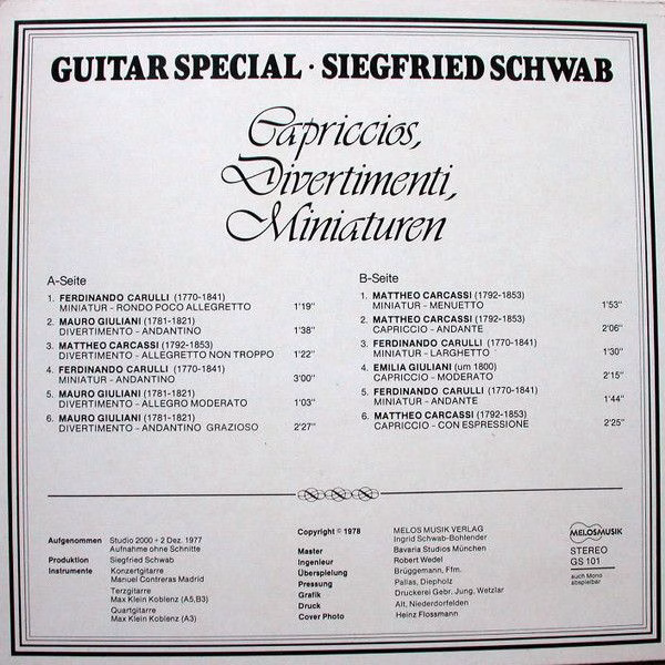 Melosmusik GS 101 - Siegfried Schwab - Guitar Special - Capricci - Image 2