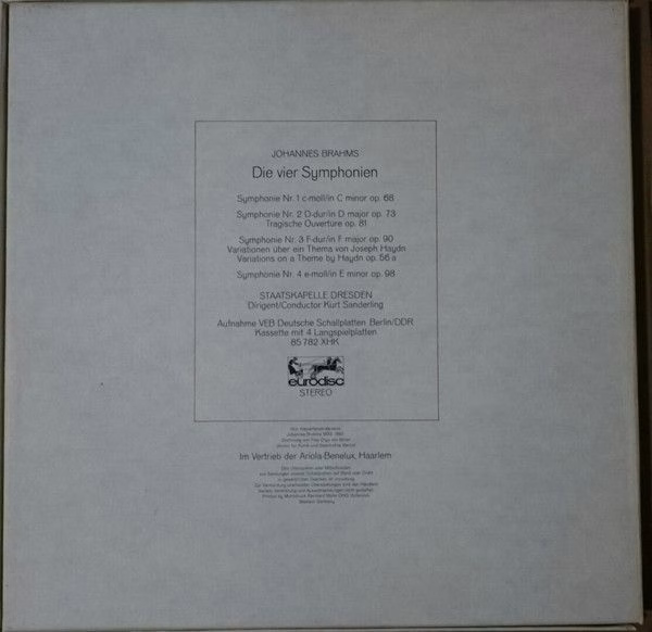 Eurodisc 85 782 XHK - Johannes Brahms, Staatskapelle Dresden, Ku - Image 2