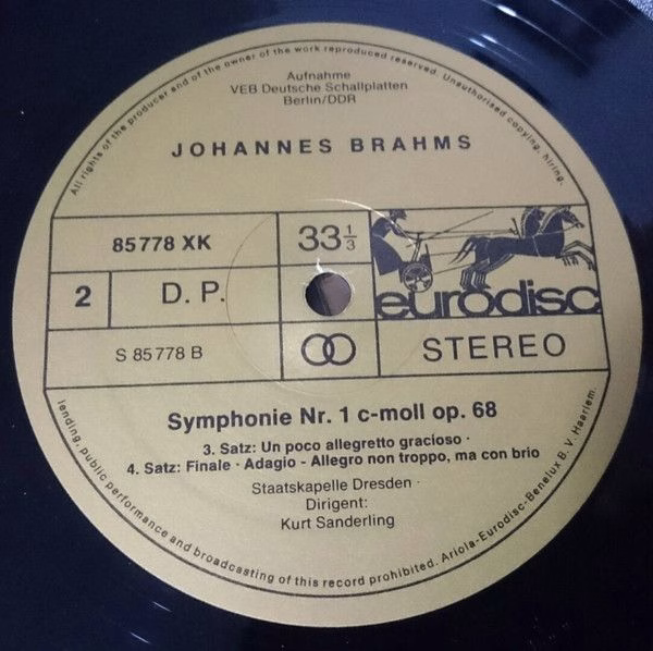Eurodisc 85 782 XHK - Johannes Brahms, Staatskapelle Dresden, Ku - Image 4