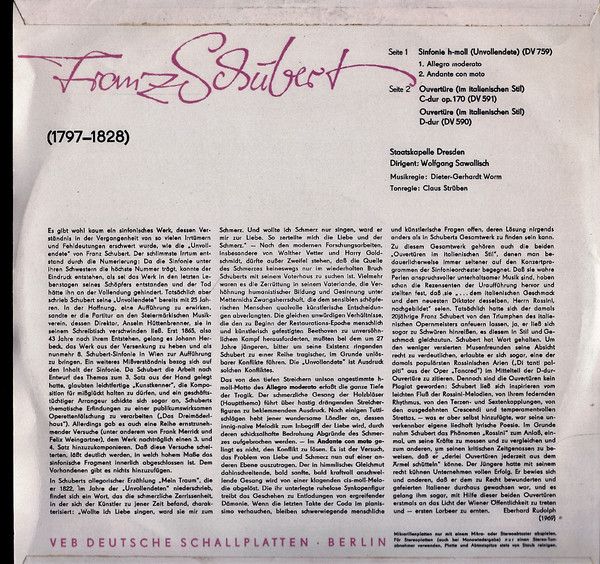 Eterna 8 20 808 - Franz Schubert, Staatskapelle Dresden, Wolfgan - Image 2
