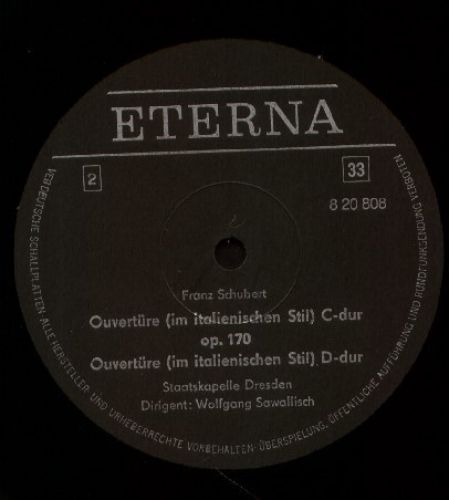 Eterna 8 20 808 - Franz Schubert, Staatskapelle Dresden, Wolfgan - Image 3