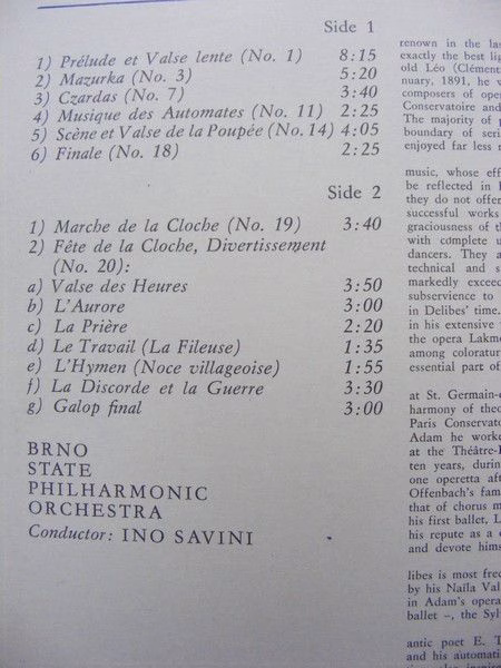 Supraphon 1 10 1388 - Léo Delibes, Brno State Philharmonic Orche - Image 3