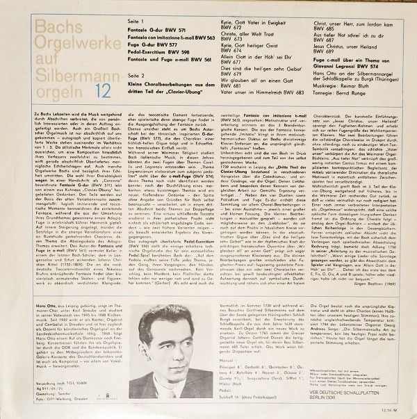 Eterna 8 25 845 - Johann Sebastian Bach, Hans Otto - Hans Otto A - Image 2