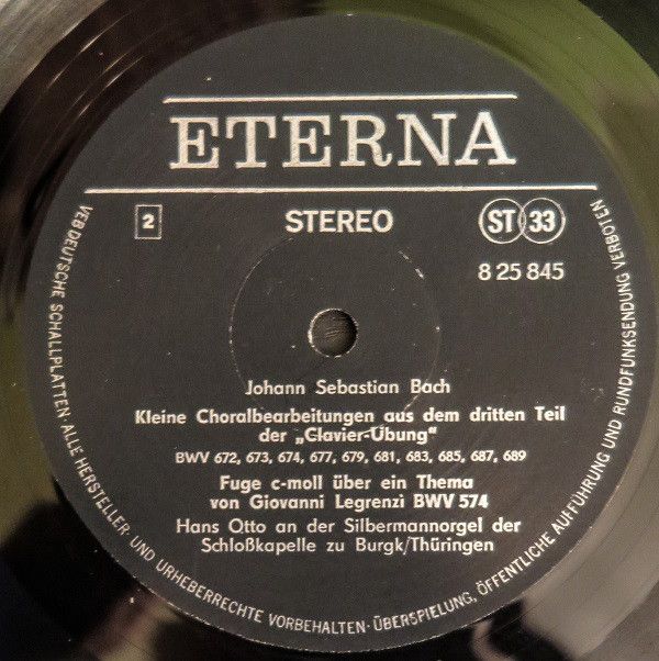 Eterna 8 25 845 - Johann Sebastian Bach, Hans Otto - Hans Otto A - Image 4