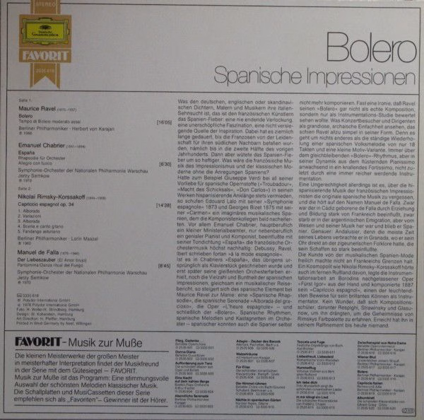 Deutsche Grammophon 2535 618 - Various - Bolero (Spanische Impre - Image 2
