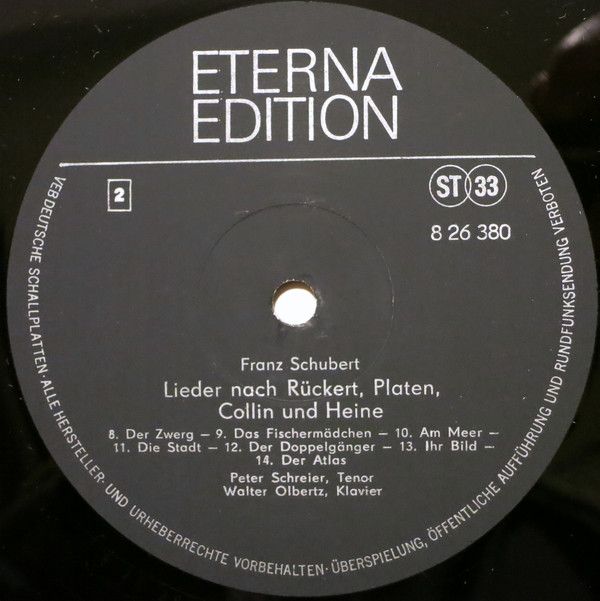 Eterna 8 26 380 - Franz Schubert, Peter Schreier, Walter Olbertz - Image 4
